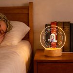 Personalised Cartoon Prayer Character Cross Bible LED Night Light with Name Text and Wooden Base Baptism Confirmation Gift for Christian Woman