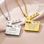 Personalized Film Clapperboard Necklace with Text Dainty Jewellery Birthday Anniversary Gift for Movie Lover Actor Actress