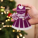 Personalized Cheerleader Uniform Dress Pom-Poms Acrylic Ornament with Name and Year Tree Decor Team Day Birthday Gift for Cheerleaders