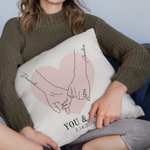 Personalisierte Sie & Me Holding Hands Line Art Kissen werfen Kissenabdeckung Valentinstag Jahrestag Geschenk für Ehepaar