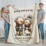 Personalized Elderly Couple Tassel Throw Blanket with Name and Date Wedding Anniversary Valentine's Day Gift for Couple