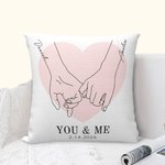 Personalisierte Sie & Me Holding Hands Line Art Kissen werfen Kissenabdeckung Valentinstag Jahrestag Geschenk für Ehepaar