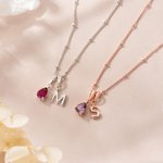 Personalizada 3D Burbuja Inicial Collar con Lágrima Birthstone Dainty Jewelry Birthday Valentine's Day Anniversary Gift for Women