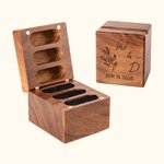 Personalised Triple Flip Wood Ring Box for Proposal/Engagement/Wedding Ceremony