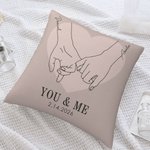 Personalisierte Sie & Me Holding Hands Line Art Kissen werfen Kissenabdeckung Valentinstag Jahrestag Geschenk für Ehepaar