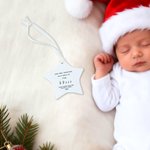 Personalised Our First Christmas as a Family Star Shaped Ceramic Ornament with Name and Year Christmas Tree Decor Gift for Family New Parents