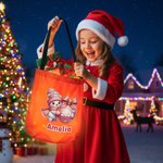 Personalised Cute Cartoon Snowman LED Light Bucket Bag with Name and Year Holiday Storage Decor Christmas Gift for Kids