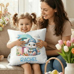Spersonalizowana poszewka na poduszkę z imieniem i inicjałem Cute Bunny Cloud Home Decor Easter Party Gift for Kids