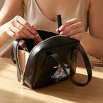 Personalised Cowboy Birth Flower Boots PU Leather Handheld Makeup Bag with Name Birthday Anniversary Gift for Women