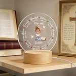 Personalised Cartoon Prayer Character Cross Bible LED Night Light with Name Text and Wooden Base Baptism Confirmation Gift for Christian Woman