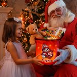 Personalised Cute Cartoon Snowman LED Light Bucket Bag with Name and Year Holiday Storage Decor Christmas Gift for Kids