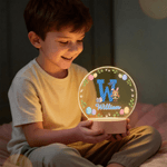 Personalizzato Cartoon personaggio coniglio sette colori iniziali LED luce notturna con nome e base in legno camera Decor Pasqua Party Favor regalo per i bambini