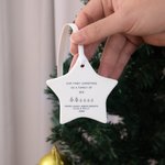 Personalised Our First Christmas as a Family Star Shaped Ceramic Ornament with Name and Year Christmas Tree Decor Gift for Family New Parents