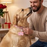 Personalised Lip Love Paw Print Acrylic Bone-Shaped Pet ID Tag with Name and Phone Number Daily Use Birthday Adoption Day Gift for Pet Lover Dog Owner