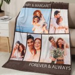 Couverture Douce Personnalisée avec 5 Photos de Collage et Noms Cadeau de Souvenir St-Valentin Anniversaire pour Couple Famille