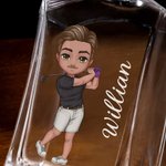 Personalisierte Golf Cartoon Charakter Whiskey Dekanter Gläser mit eingraviertem Namen Vatertag Geburtstag Geschenk für Golfspieler Whiskey-Liebhaber