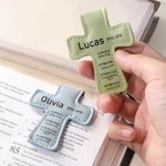 Personalised Inspirational Bible Verses Cross PU Leather Magnetic Bookmark Clip First Communion Baptism Back to School Gift for Christians Bookworms