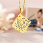 Personalized Film Clapperboard Necklace with Text Dainty Jewellery Birthday Anniversary Gift for Movie Lover Actor Actress