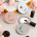Personalized Crystal Birth Flower Butterfly Portable PU Leather Makeup Mirror with Name Wedding Birthday Anniversary Gift for Women Besties Brides
