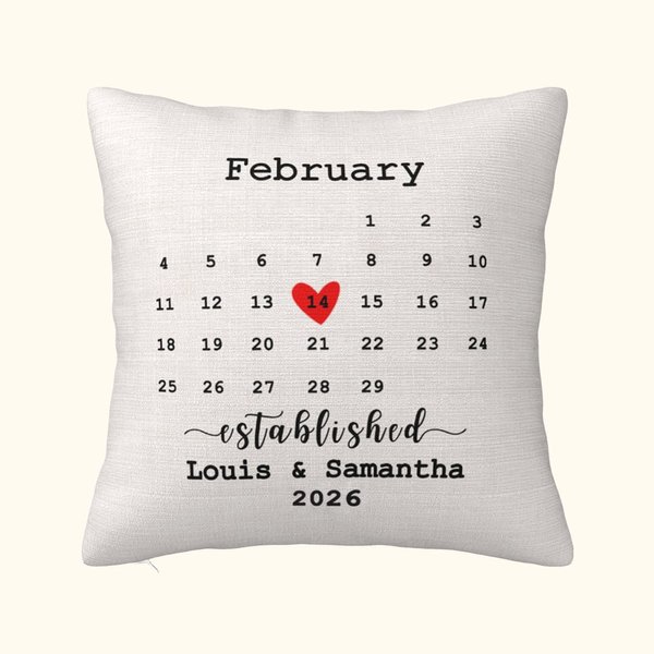Cuscino personalizzato per la data del matrimonio con il nome della coppia Regalo di San Valentino per l'anniversario della coppia