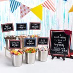 Personalised School Colours Snack Dessert Buffet Labels Set of 16 with Sweets Bar Table Sign and Bucket Graduation Party Decoration Favors