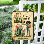 Personalised Birth Flower Cartoon Character Tinplate Sheet Hanging Painting with Name Garden Decoration Birthday Gift for Gardening Lover