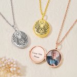 Personalized Star Angel Wings Photo Necklace with Engraved Text Dainty Jewellery Valentine's Day Birthday Anniversary Gift for Women