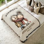 Personalized Elderly Couple Tassel Throw Blanket with Name and Date Wedding Anniversary Valentine's Day Gift for Couple