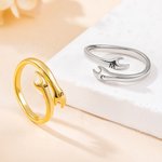 Personalized Hug Arm Sterling Silver Ring with Initial Dainty Jewellery Mother's Day Anniversary Gift for Couples