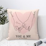 Personalisierte Sie & Me Holding Hands Line Art Kissen werfen Kissenabdeckung Valentinstag Jahrestag Geschenk für Ehepaar