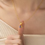 Personalizada 3D Burbuja Inicial Collar con Lágrima Birthstone Dainty Jewelry Birthday Valentine's Day Anniversary Gift for Women