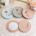 Personalisierte Kristall Geburt Blume Schmetterling Portable PU Leder Make-up Spiegel mit Namen Hochzeit Geburtstag Jahrestag Geschenk für Frauen Besties Bräute