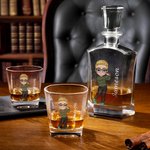 Personalisierte Golf Cartoon Charakter Whiskey Dekanter Gläser mit eingraviertem Namen Vatertag Geburtstag Geschenk für Golfspieler Whiskey-Liebhaber