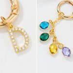 Spersonalizowany brelok do kluczy Birthstone Heart Star z brokatowym inicjałem Prezent urodzinowy dla przyjaciela i rodziny