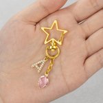 Spersonalizowany brelok do kluczy Birthstone Heart Star z brokatowym inicjałem Prezent urodzinowy dla przyjaciela i rodziny