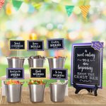 Personalised School Colours Snack Dessert Buffet Labels Set of 16 with Sweets Bar Table Sign and Bucket Graduation Party Decoration Favors