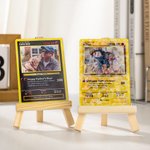 Personalized Photo Classic TCG Poke Card with Text and Wooden Stand Father's Day Birthday Gift for Dad