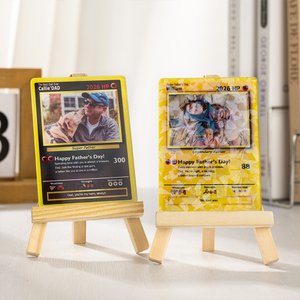 Personligt foto Classic TCG Poke-kort med text och träställ Fars dag Födelsedagspresent till pappa