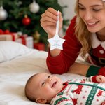 Personalised Our First Christmas as a Family Star Shaped Ceramic Ornament with Name and Year Christmas Tree Decor Gift for Family New Parents