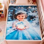 Personalised Frozen Forest Princess Photo Sparkling Snow Scene Soft Throw Blanket with Name Home Decor Birthday Gift for Girl