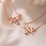 Personlig 1-3 Familj Hjärta Födelsesten Kärlek Charm Halsband Smycke med Namn Jubileum Födelsedag Present för Kvinnor