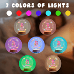 Personalizzato Cartoon personaggio coniglio sette colori iniziali LED luce notturna con nome e base in legno camera Decor Pasqua Party Favor regalo per i bambini