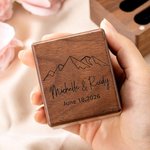 Personalised Triple Flip Wood Ring Box for Proposal/Engagement/Wedding Ceremony