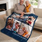Couverture Douce Personnalisée avec 5 Photos de Collage et Noms Cadeau de Souvenir St-Valentin Anniversaire pour Couple Famille
