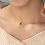 Personalizada 3D Burbuja Inicial Collar con Lágrima Birthstone Dainty Jewelry Birthday Valentine's Day Anniversary Gift for Women