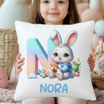 Spersonalizowana poszewka na poduszkę z imieniem i inicjałem Cute Bunny Cloud Home Decor Easter Party Gift for Kids