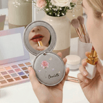 Personalized Crystal Birth Flower Butterfly Portable PU Leather Makeup Mirror with Name Wedding Birthday Anniversary Gift for Women Besties Brides