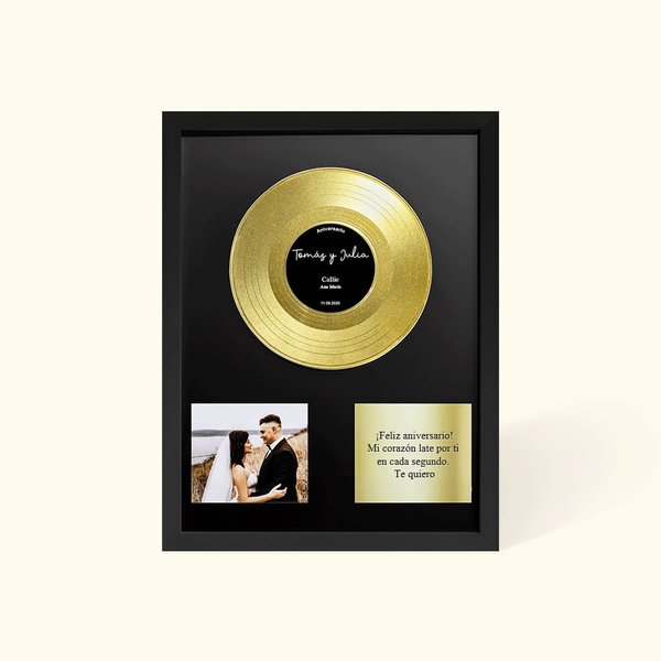 Marco para disco de vinilo personalizado con foto y texto decoración del hogar regalo de aniversario y recuerdo para pareja