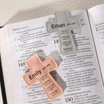 Personalised Inspirational Bible Verses Cross PU Leather Magnetic Bookmark Clip First Communion Baptism Back to School Gift for Christians Bookworms