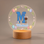 Personalizzato Cartoon personaggio coniglio sette colori iniziali LED luce notturna con nome e base in legno camera Decor Pasqua Party Favor regalo per i bambini